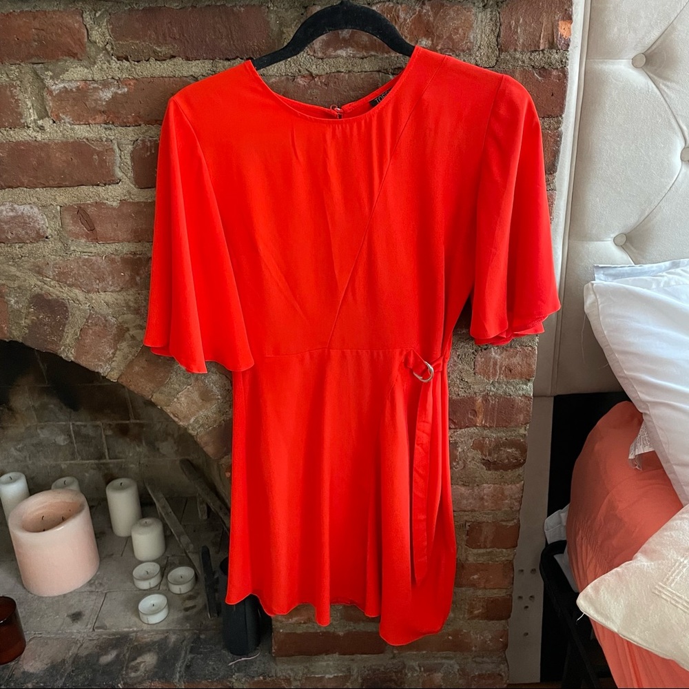 Topshop orange flowy dress